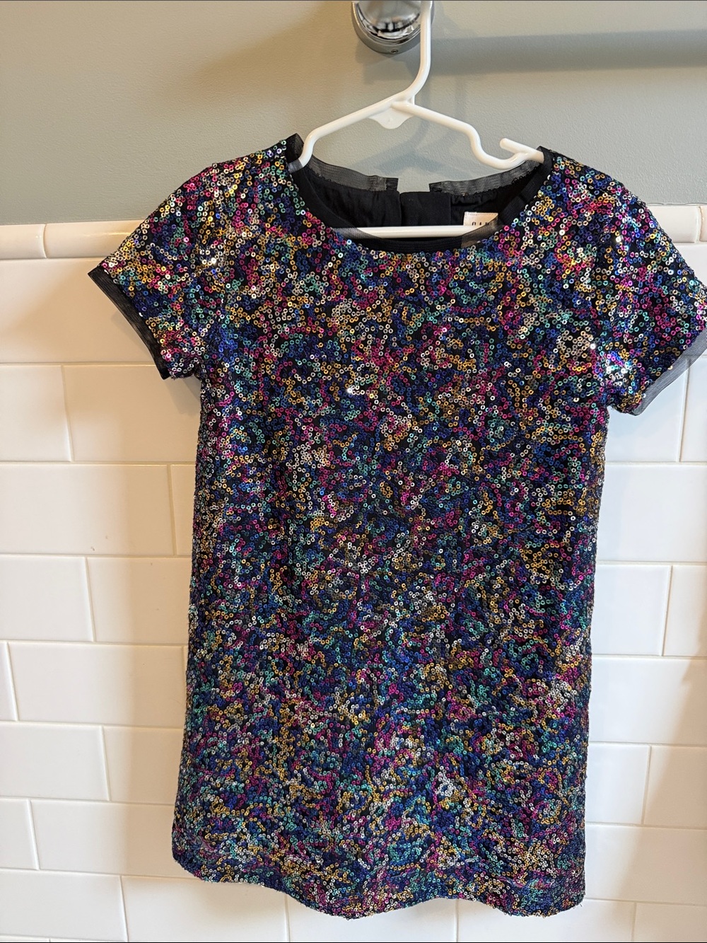 Gap kids Multicolor Sequin Short Sleeve Shift Dress size XS